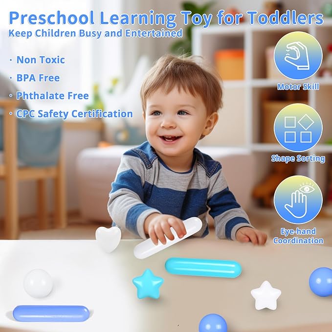 STARBOLO Ball Pit Balls for Toddlers - Macaron Ball Pit Balls Crush Proof Plastic Toy Balls for Toddlers Ball Pits, Ball Pit Play Tent, Baby Pool Water Toys,100pcs(Blue,Green,White)