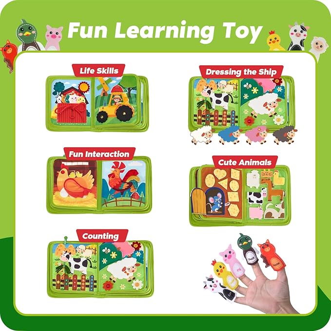 INKLAB Toddler Busy Board Ages 3, Learning Toys for 3+ Year Old, Sensory Toys for Kids with Autism, Preschool Learning Activities, Kids Ages 3+, Activities Toy for Car Travel Airplane