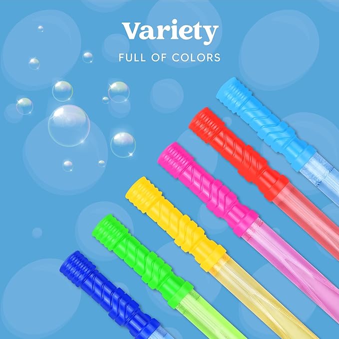 JOYIN 14.6’’ Big Bubble Wands for Kids, 6 PCS Bubble Wand with Refill Solution for Summer Toy Party Favor, Outdoors Toy Activity, Easter Basket Stuffers, Birthday Gift
