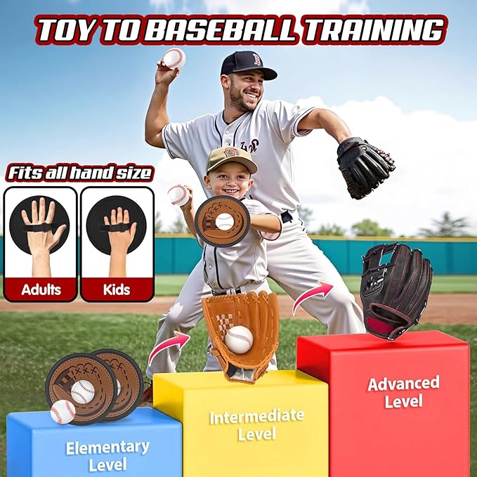 T Ball Set for Kids Toddlers 3-5, Toss and Catch Ball Game Outdoor Toys with Fixed Tee Ball Stand, Baseball Launcher, Softballs and Beginner Glove, Sport Toy Gift Idea for Boys and Girls