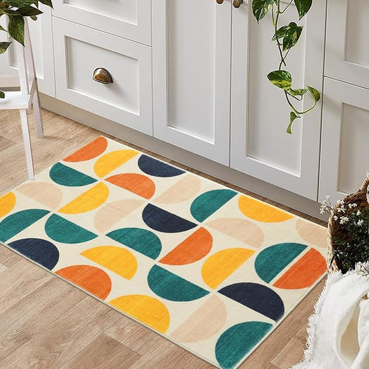 Lahome Small Boho Rug, 2x3 Soft Entryway Rug with with Rubber Backing, Non-Slip Door Mat Indoor Entrance Non Shedding Throw Rug for Bedroom Kitchen Bathroom Classroom(Blue/Mulit,2'x3')