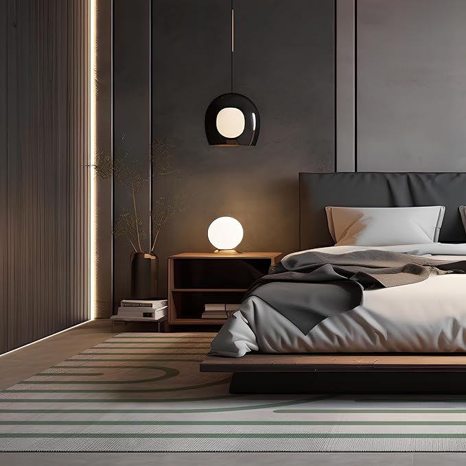 Washable 5x7 Modern Area Rug for Living Room, Sage Green Minimalist Artistic Abstract Large Rug, Ultra Thin Low Pile Lightweight Soft Indoor Carpet with Nonslip Backing for Home Bedroom Kids Play Room