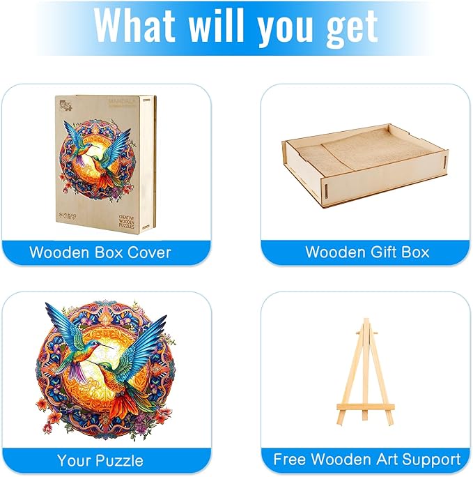 Wooden Puzzles for Adults - Wooden Jigsaw Puzzles for Adults - Hummingbird Puzzle 300 Pieces for Women Relax Puzzles (L-13.8 * 13.8in)