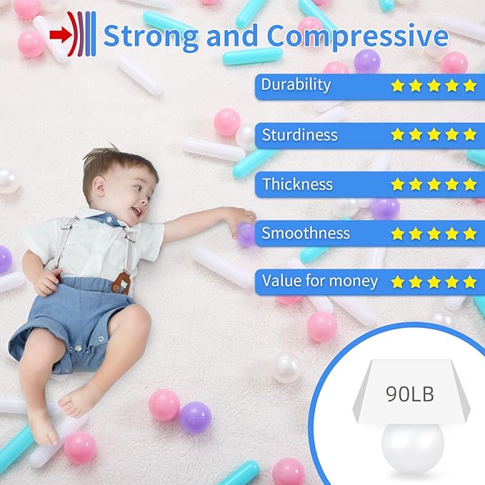 STARBOLO Ball Pit Balls for Kids -120pcs Crush Proof Plastic Macaron Toy Balls for Ball Pit, Ball Pit Play Tent, Baby Pool Water Toys, Birthday Party Decoration, Photo Props
