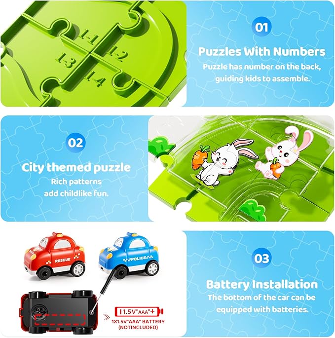 48 PCS Puzzle Race Track Car Set Toys for Kids Boys, Puzzle Tracks Car for Boys Ages 3-5 4-6, Toddler Toys Gifts for 3 4 5 Year Old Boys, Ideal 3 4 5 6 Year Old Birthday Gifts