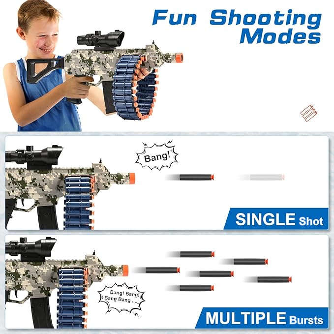 Electric Automatic Toy with Scope, JakMean Toy Blaster with 30 Dart Clips and 100 Foam Darts, Outdoor Shooting Games Toys for 6-12 Year Old Boys & Girls Adults, Gifts for Birthday Xmas, Green
