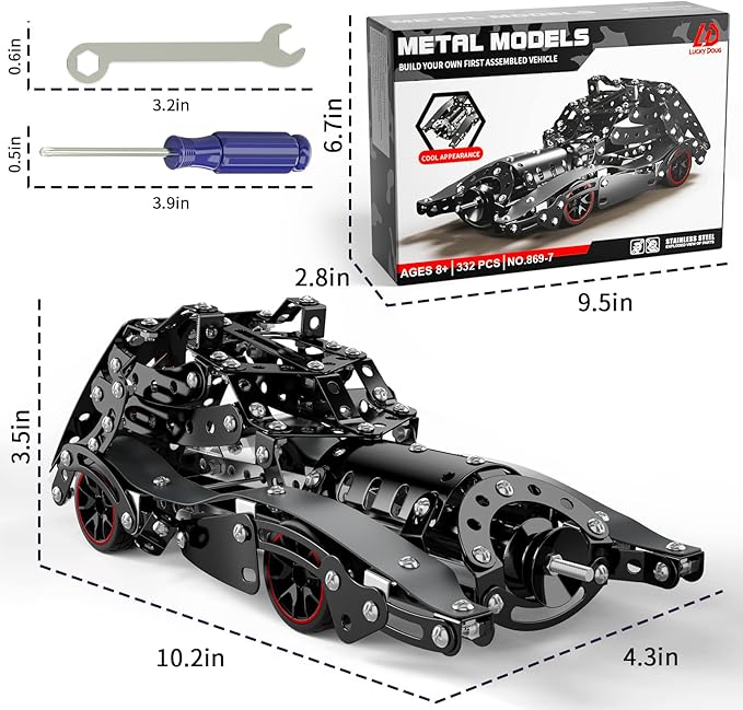 Lucky Doug STEM Building Projects Model Car Set for Boys Kids 8 9 10 11 12 Years Old, Metal Building STEM Kits Toys Science Set for Vehicle Fan