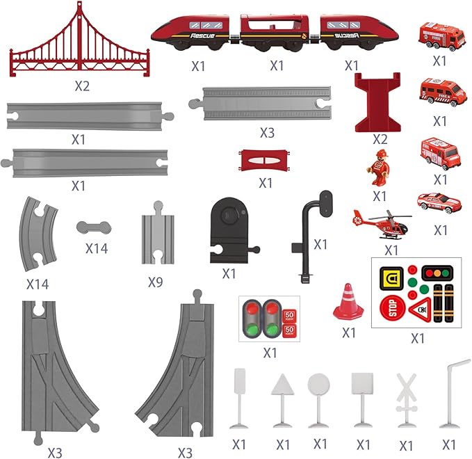 Wdmiya Train Set for Toddlers, 73 Pcs Train Toys for Kids Ages 3-8, Electric Trains Sets with Tracks (Magnetic Connection), Christmas Birthday Gifts for 3 4 5 6 7 Years Old