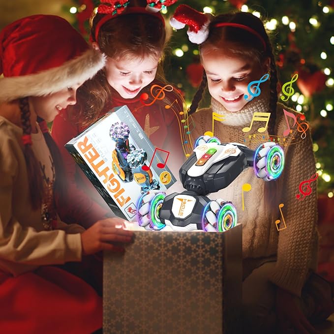 Gesture Stunt RC Car, 2.4Ghz 4WD Remote Control Car, Gravity Watch Sensor 360° Rotating Twist Drift Offroad Toy Car with Music Lights, Ages 6-12 Boys Girls Birthday