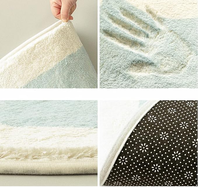 Poowe Round Kids Playroom Rug - Soft Alphabet Nursery Rug for Bedroom - Playtime Collection, Learning & Game Carpet for Classroom, Best Shower Gift for Infant Toddlers (Round 47.2", Flower-Happy)