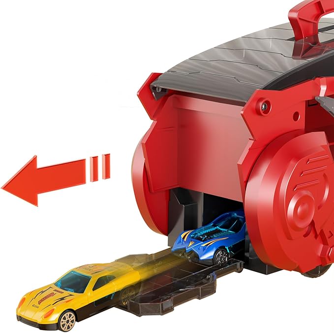 iHaHa Toddler Truck Toys for 3 4 5 6 Years Old Boys, Toys Cars Track Set Dinosaur Transporter Truck with 10 Die-Cast Car Toys, Transforms into Dino, Toddler Car Toys Set for Kids Boys Girls