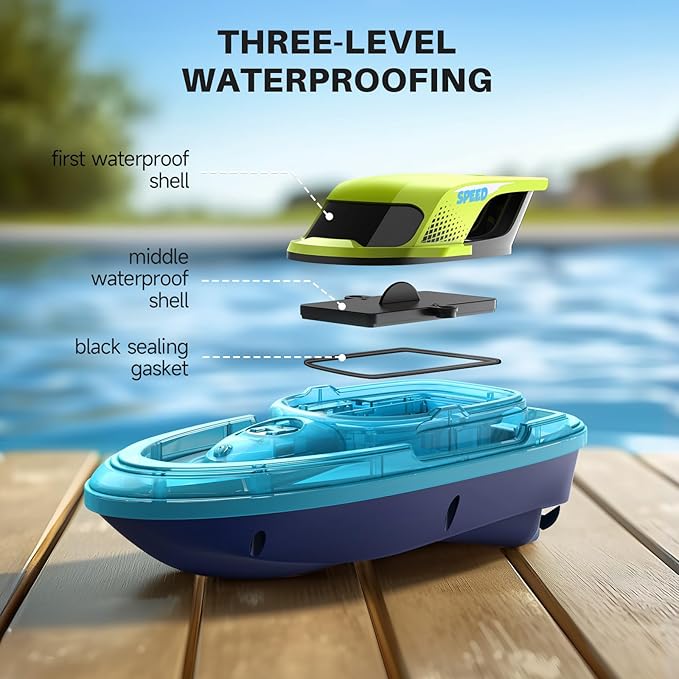 SYMA 2 Pack RC Boats for Kids 8-12, Remote Control Racing Boat Set for Pool with LED Lights,40 Mins Playtime(2 Batteries) and One-Key Water Spay, Summer Gifts Toys for Boys and Girls