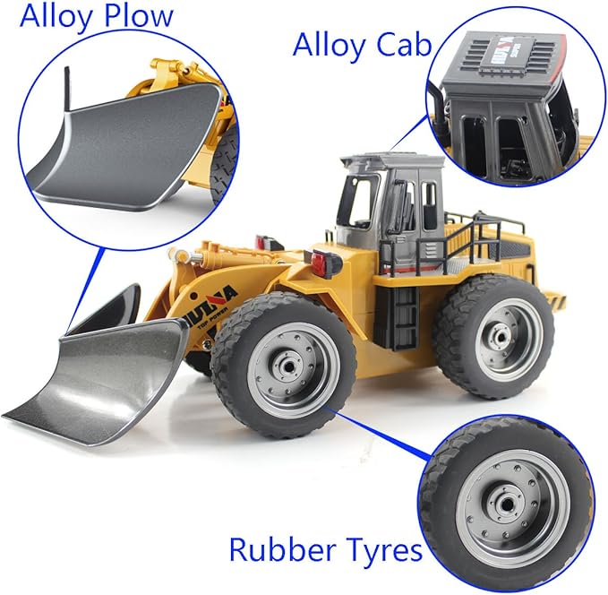 fisca RC Truck Remote Control Snow Plow 6 Channel 2.4G Alloy Snow Sweeper Vehicle 4WD Tractor Toy with Lights for Kids