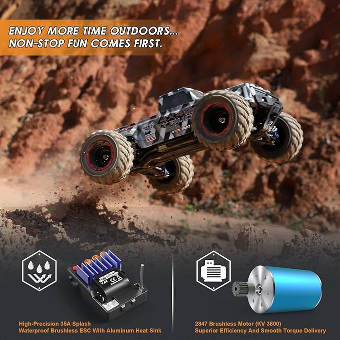 HAIBOXING 1/12 Scale Brushless RC Cars 903A, 4X4 Off-Road RC Monster Truck with Fast Remote Control of 55KM/H Top Speed, Hobby Grade RTR RC Vehicles All Terrain for Adults, Boys