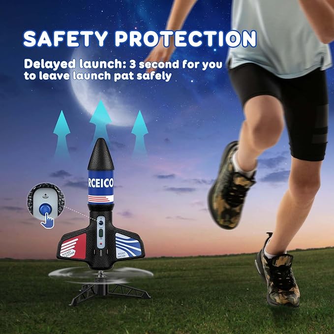 Rocket Launcher, 200 Feet of Flight Altitude, Model Rocket Kits with Launch Set, Ultra-high Flying Rocket, Rocket Toy, Outdoor Toys for Ages 8-13, Birthday Gift for Kids Boys & Girls