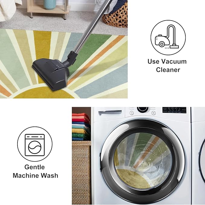 STARUIA Boho Washable Rug 3'x5' Kids Area Rug for Playroom, Colorful Kids Rug for Bedroom, Non-Slip Throw Sun Carpet Soft Small Sunshine Rugs for Office Nursery Entryway Dorm