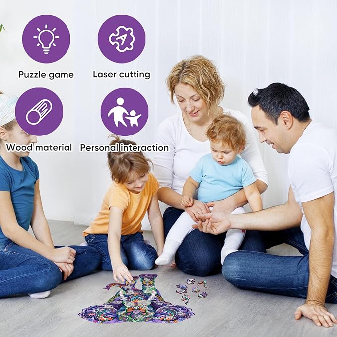 Wooden Jigsaw Puzzles-Elephant,200pcs,12.4x11.4in,Medium,Wooden Puzzles for Adults,Unique Shape Animal Adult Puzzles,Irregular Wood Puzzles Best Gift for Adults and Kids Family Game