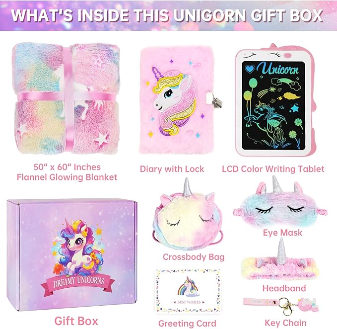 Jenria Unicorn Gifts for Girls, Girls Toys Age 6-8, Preschool Graduation Gifts Birthday Gifts for Girls Age 3 4 5 6 7 8 Years Old Girl Birthday Gift Ideas, Unicorn Toys, for Daughter, Niece