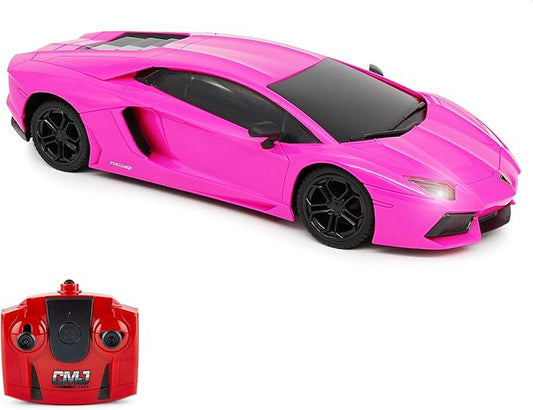 CMJ RC Cars Lamborghini LP700-4 Remote Control RC Car Officially Licensed 1:24 Scale Working Lights 2.4Ghz. Great Kids Play Toy Auto (Pink)