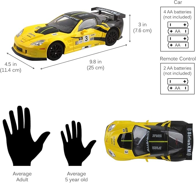 Vokodo RC Super Car 1:18 Scale Remote Control Full Function with Working LED Headlights Easy to Operate Kids Toy Race Vehicle Perfect Exotic Sports Model Great Gift for Children Boys Girls