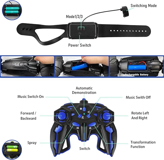 FEIMUOSI Remote Control Car - RC Car Stunt Toys Gesture Sensing RC Drift Rechargeable Transformer 360° Rotating Hand Controlled Toys Christmas Birthday Gifts for Boys Kids