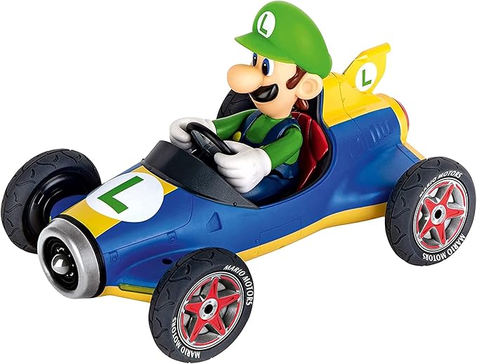 Carrera RC Official Licensed Mario Kart Mach 8 Luigi 1: 18 Scale 2.4 Ghz Remote Radio Control Car with Rechargeable Lifepo4 Battery - Kids Toys Boys/Girls, (Model: 181067)