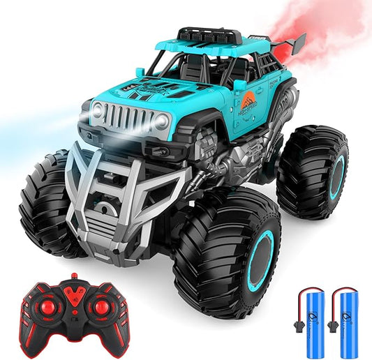 Remote Control Monster Truck, 2.4GHz All Terrain RC Cars, Remote Control Monster Car, Spray Music RC Truck for Boys 4-7 8-12 and Girls