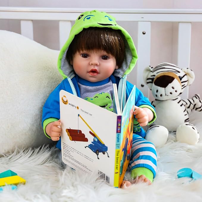 CHAREX Realistic Reborn Baby Dolls Lifelike Weighted Reborn Boy 18 inch Toddler Soft Body Toy Giraffe Gift Set