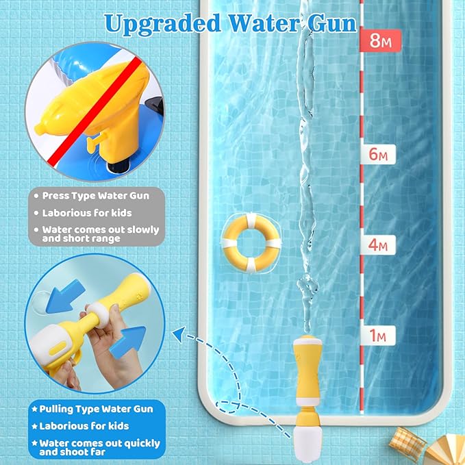 Inflatable Airplane Baby Pool Float with Handle & Squirt Gun, Toddler Swim Float for Boys & Girls Age 1-5