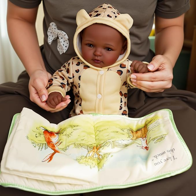 BABESIDE Adorable Lifelike Black Baby Doll - 17" Handmade Realistic African American Baby Dolls with Premium Outfit & Accessories Pretend Play Gift for Toddlers Age 3+