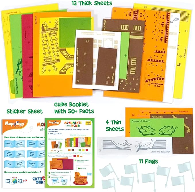 Imagimake Mapology Monuments of World | 3D Puzzles for Kids Ages 4-10 | Learning & Educational Toys | Christmas Geography Gifts