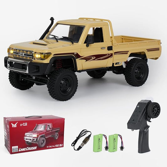 MN82 RC Rock Crawler, 2.4Ghz Toyota Remote Control Truck, 4WD 2 Speeds Switch RC Crawler Off-Road Pick-up with 2 Upgraded 1200mah Battery, 1/12 Scale Trucks (with Gift)