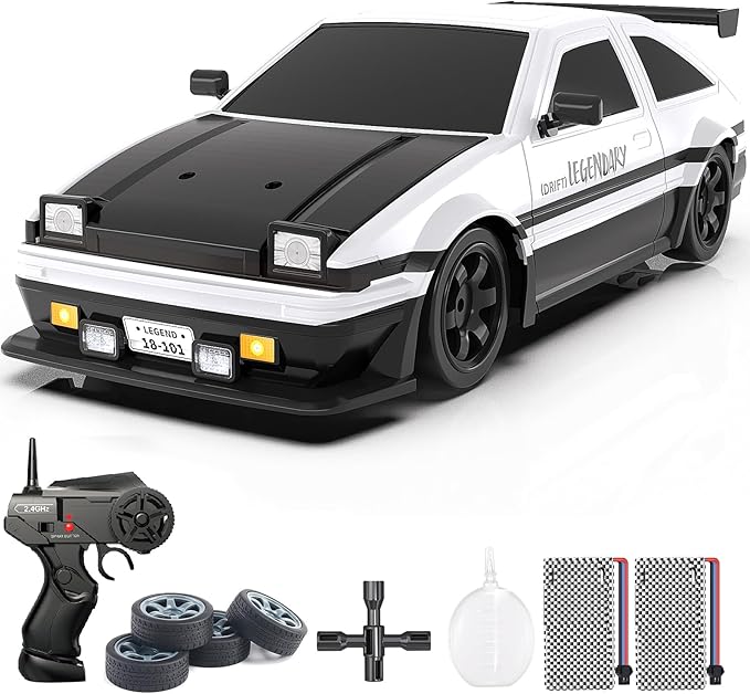 Mostop RC Drift Car 1:16 2.4Ghz Remote Control Drift Car with LED Light, Spray, 2 Batteries and Extra Tires, 18KM/H High Speed Drifting RC Cars 4WD Hobby RC Sport Racing Cars Model Vehicle for Kids