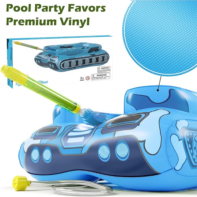 Inflatable Tank Pool Floats Adults - Jasonwell Kids Pool Floaties Swimming Pool Tank with Water Cannon Gun Swim Floaty Rafts Lake Beach Party Pool Toys for Boys Girls Kids Adults
