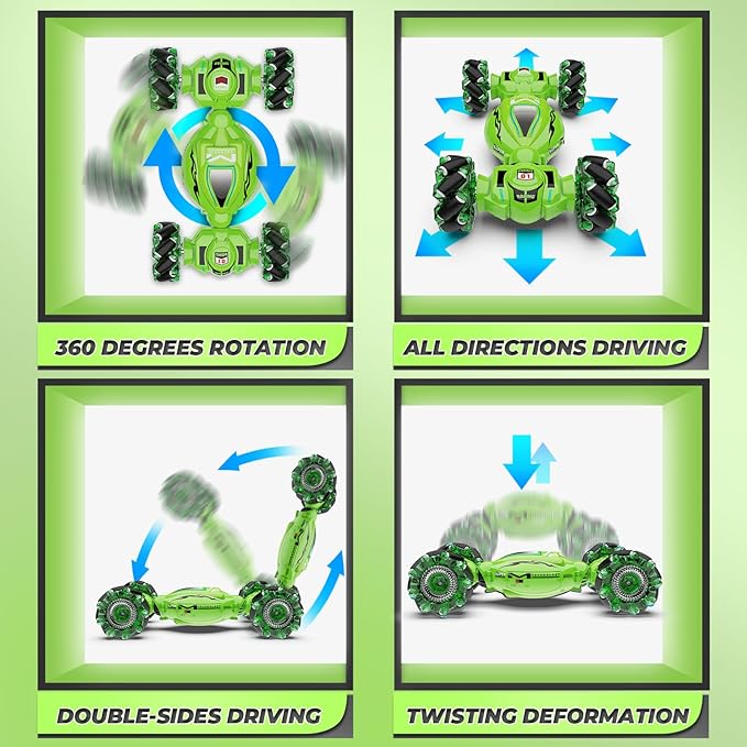 Dysaim Gesture RC Car, Gesture Sensing RC Stunt Car Toys for Kids 6-12 yr, 2.4GHz 4WD Hand Remote Control with Lights Music, Off-Road 360° Rotation Drift for Birthday Toy Gifts