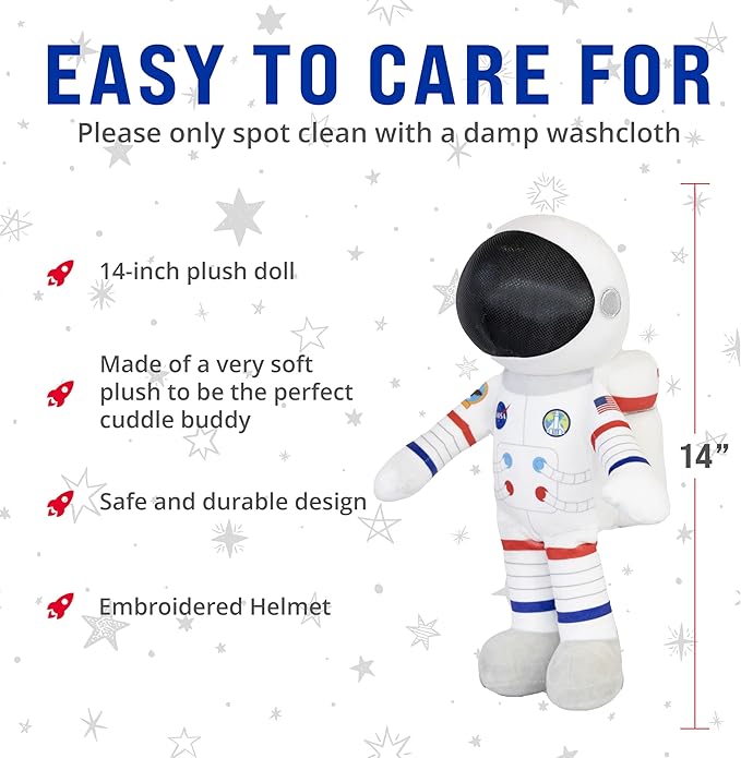 Playtime by Eimmie Soft Baby Doll - Plush Rag Dolls for 2 Year Old Girls Boys Toddler & Infants - Plush Doll - Astronaut Plush Washable Doll - Astronaut Toys 14" (NASA Astronaut 14") - Astronaut Doll