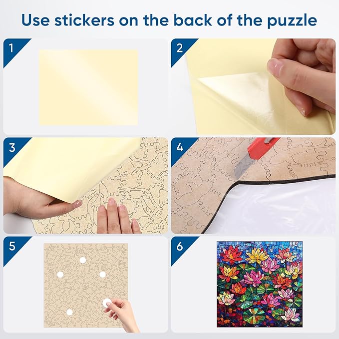 Puzzles for Adults 500 Pieces, Glass Lotus Wooden Puzzles, 5MM Thick Unique Shaped Flower Jigsaw Puzzles Birthday Gifts for Kids Family Game 15.9 * 15.9inch