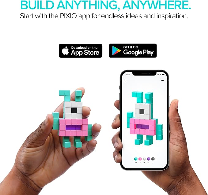 PIXIO PIXOPLASMA - Tiny Magnetic Blocks Building Toy in The Pixel Art Style with Free App - 5/16" Plastic Cubes with 6 Magnets Inside - Open Ended Toy - Creativity Toy for Ages 6+ - 60pcs