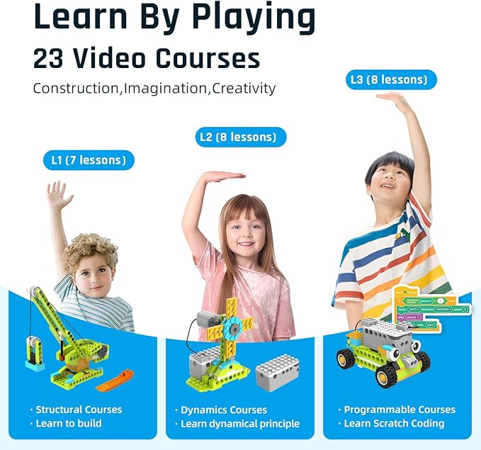 Coding Robot Toy for Kids 6+, 100+ in 1 APP Control Robots Building Toys, Programmable Scratch Coding Kit with 23 Video Courses,Birthday Children's Day Gift for Kids (370 Blocks)