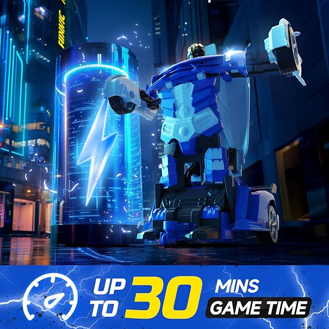 DEERC Transform Remote Control Car,2.4GHz Robot RC Cars,1:18 Scale Police Car Toy One-Button Deformation & 360° Rotating Drifting for Kids Boys Age 4-7 8-12 Birthday Xmas Gift