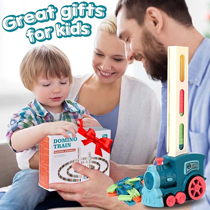 200 PCS Domino Train Toy Set, Automatic Dominoes Building and Stacking Creative Game, Electric Dominos Stem Montessori Toy for Kids Games 4-6, Autistic Birthday Gifts Boys Girls Age 3 4 5 6 Year Old