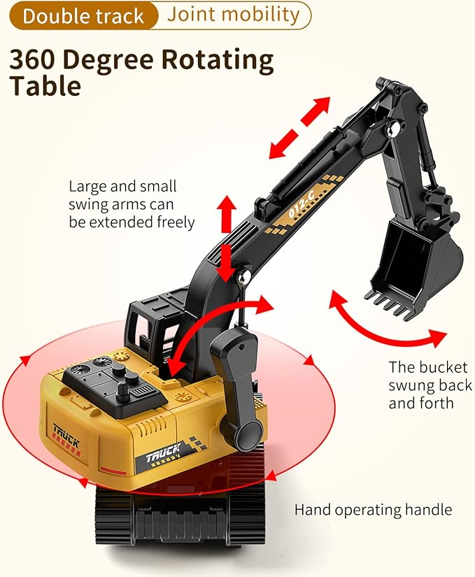 Construction Toys Excavator for Kids, Geyiie Toys Truck Excavator Tractors for Boys Girls 3-5 4-7 8-12 Year Old Kids, Birthday Gift