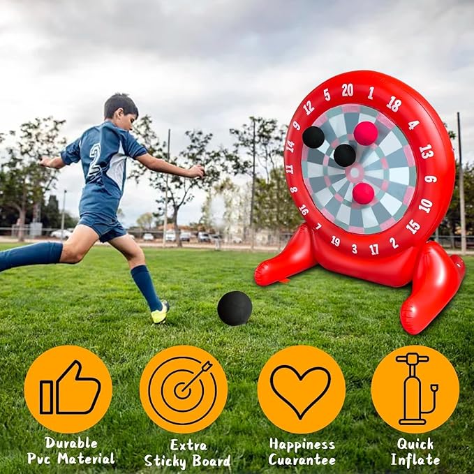 6Ft Tall Giant Kick Darts Games Inflatable Giant Kick Darts Games,Jumbo Outdoor Soccer Green Target Dartboard with Soccer Balls and Air Pump for Sports