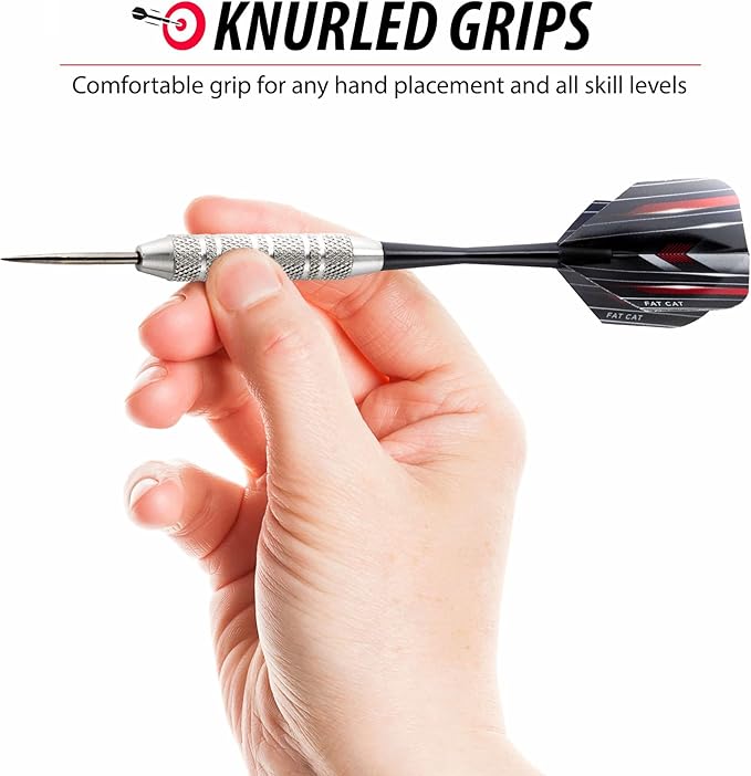 Fat Cat Darts Set in a Jar: Steel Tip Darts with Storage/Travel Container, 20 Grams (Pack of 15, 21 and 27 Darts)