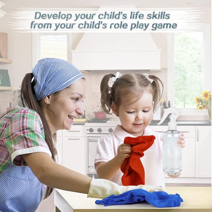 Kids Vacuum Cleaner Toy for Toddler, Toy Vacuum Cleaner with Light & Realistic Sounds, Pretend Role Play Household House Keeping Kids Cleaning Set Playing Learning Toys for Children Girls Boys