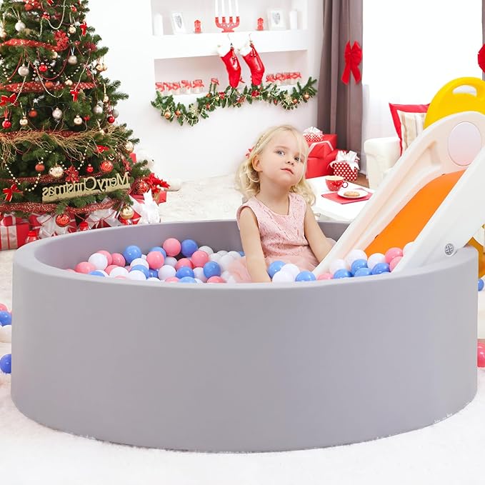 Wilwolfer Foam Baby Ball Pit for Toddlers: 47 x 14.5 inch Extra Large Kids Ball Pit, Indoor Outdoor Babies Playpen, Kids Soft Play Toys, Birthday Gift for Girl Boy - Balls Not Included