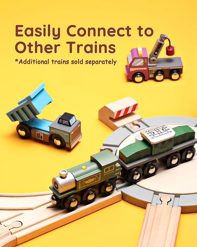 SainSmart Jr. Wooden Train Track with Roundhouse - Railway Toy for Toddlers, Double-Side Tracks Compatible with with All Major Brands - Wood Toy Train for Aged 3+