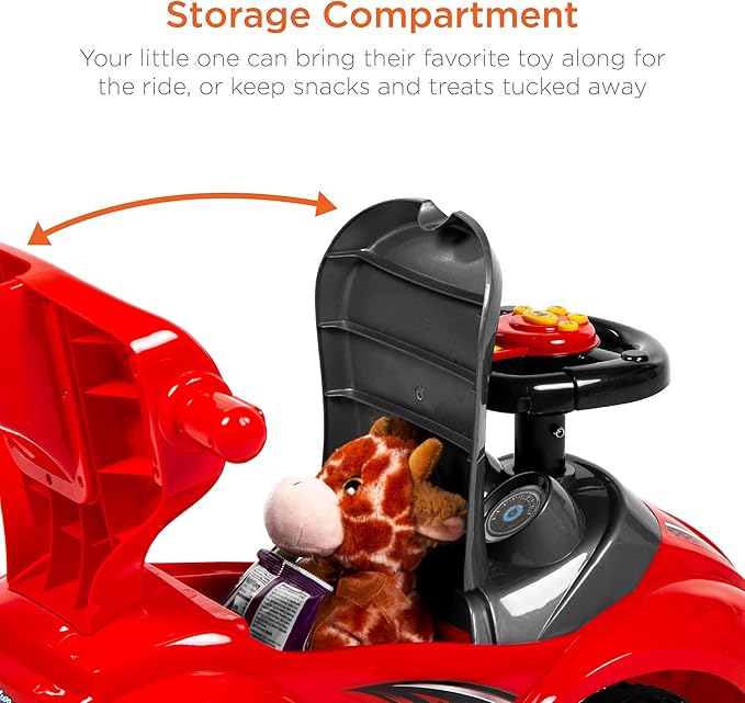 Best Choice Products Kids 3-in-1 Push and Pedal Car Toddler Ride On w/Handle, Horn, Music - Red