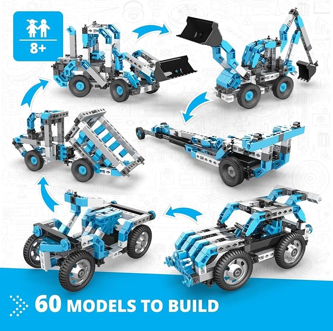 Engino Creative Engineering STEM Toys, 60 Motorized Models, Educational Playset for Kids 8+, Construction Toys, Gift for Boys & Girls, Home Learning