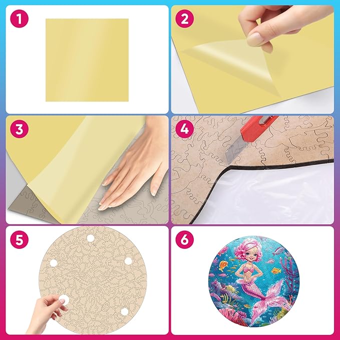 Wooden Puzzles for Adults, Mermaid Jigsaw Puzzles 200 Pieces, Unique Shape Puzzles with Wooden Box, 11.2 x 11.2 Inches Medium Size Family Game Gift, Fun Challenging Puzzles for Adults and Kids